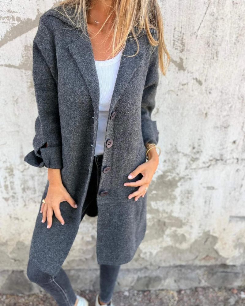 Tracy | Elegant long coat with lapels
